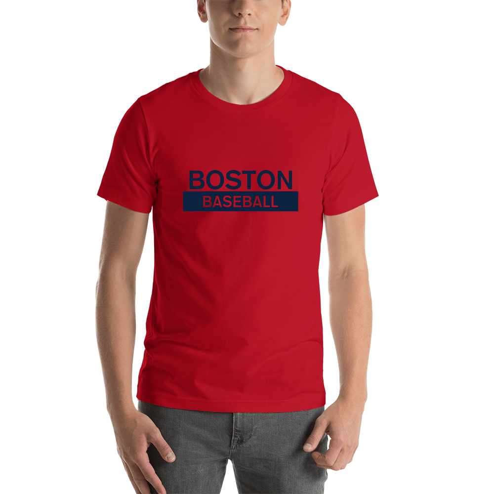 Custom Boston Baseball T-Shirt - Red - Shirt View