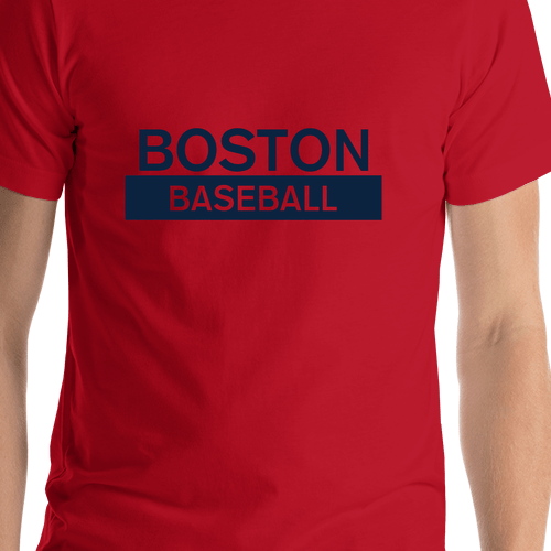 Custom Boston Baseball T-Shirt - Red - Shirt Close-Up View