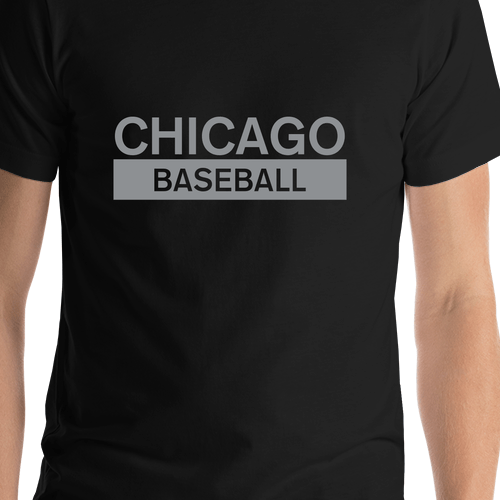 Custom Chicago Baseball T-Shirt - Black - Shirt Close-Up View
