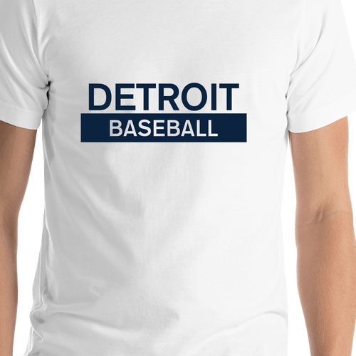 Custom Detroit Baseball T-Shirt - White - Shirt Close-Up View