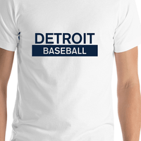 Thumbnail for Custom Detroit Baseball T-Shirt - White - Shirt Close-Up View