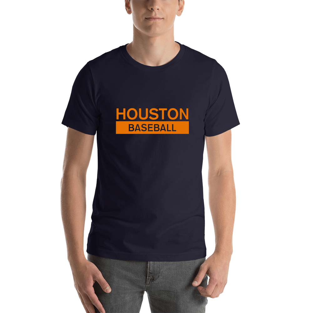 Custom Houston Baseball T-Shirt - Navy Blue - Shirt View