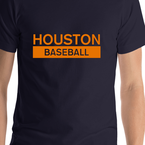 Custom Houston Baseball T-Shirt - Navy Blue - Shirt Close-Up View