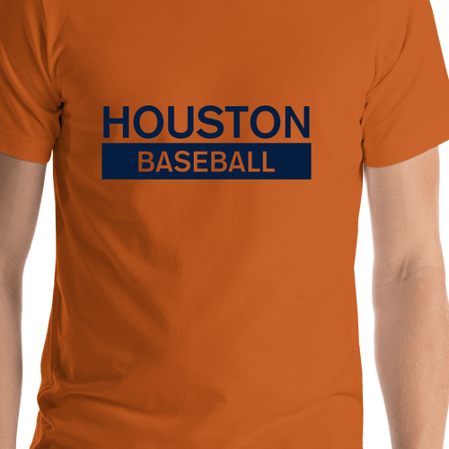 Custom Houston Baseball T-Shirt - Orange - Shirt Close-Up View