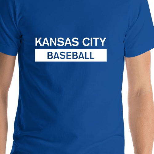 Custom Kansas City Baseball T-Shirt - Blue - Shirt Close-Up View