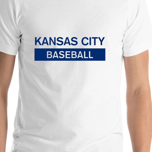 Custom Kansas City Baseball T-Shirt - White - Shirt Close-Up View