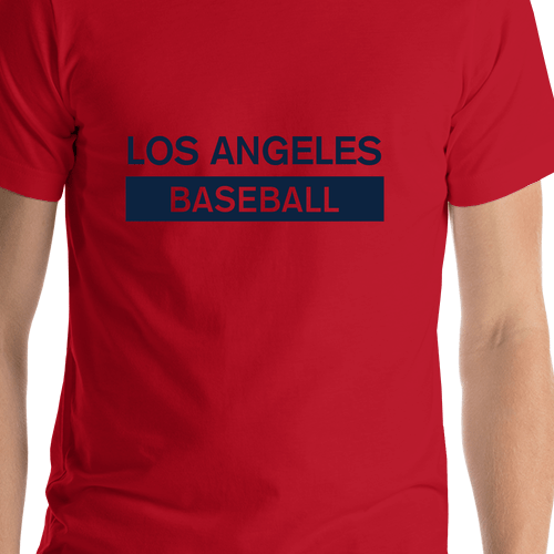 Custom Los Angeles Baseball T-Shirt - Red - Shirt Close-Up View