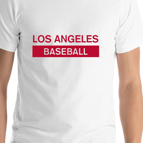 Custom Los Angeles Baseball T-Shirt - White - Shirt Close-Up View