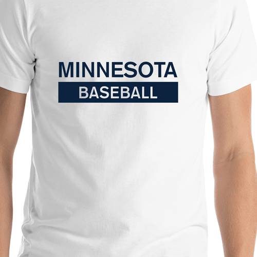Custom Minnesota Baseball T-Shirt - White - Shirt Close-Up View