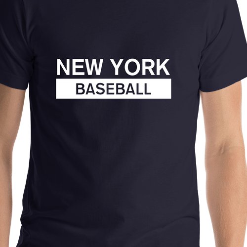 Custom New York Baseball T-Shirt - Navy Blue - Shirt Close-Up View