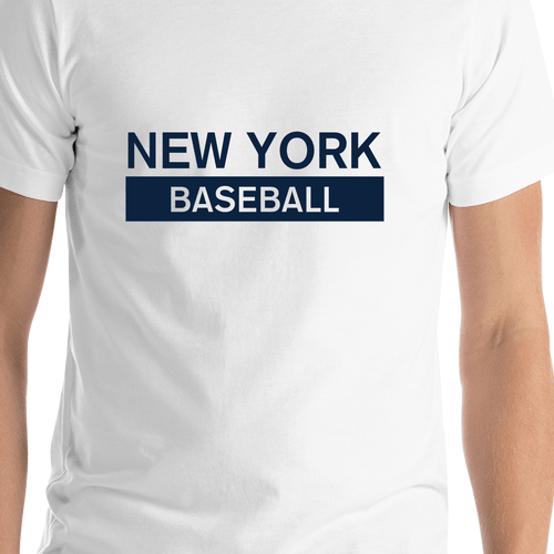Custom New York Baseball T-Shirt - White - Shirt Close-Up View