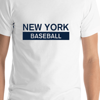 Thumbnail for Custom New York Baseball T-Shirt - White - Shirt Close-Up View