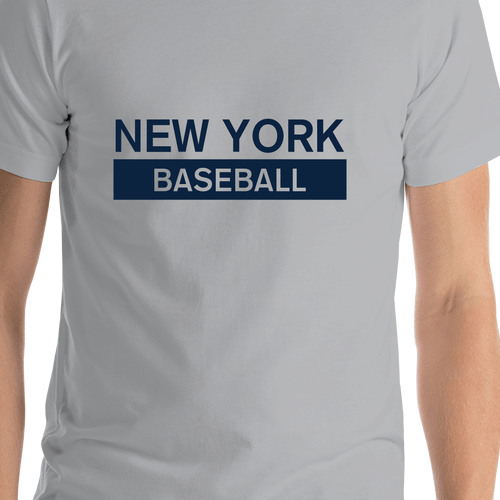 Custom New York Baseball T-Shirt - Grey - Shirt Close-Up View