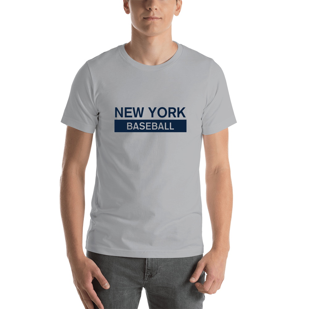 Custom New York Baseball T-Shirt - Grey - Shirt View