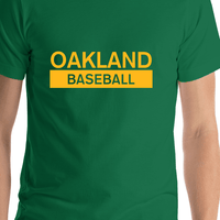 Thumbnail for Custom Oakland Baseball T-Shirt - Green - Shirt Close-Up View