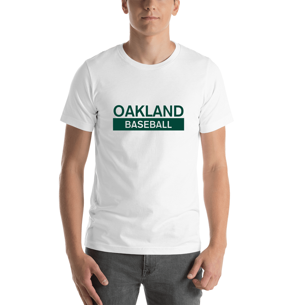 Custom Oakland Baseball T-Shirt - White - Shirt View