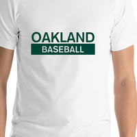 Thumbnail for Custom Oakland Baseball T-Shirt - White - Shirt Close-Up View