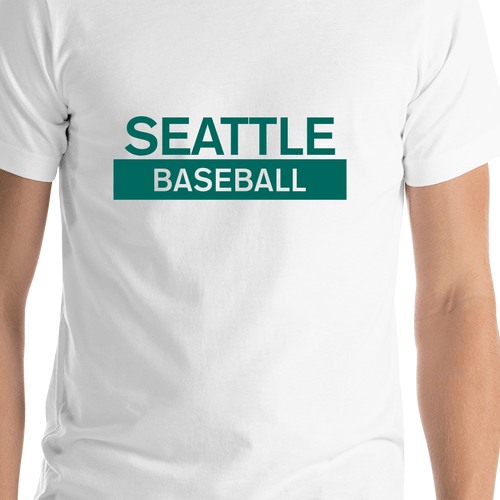 Custom Seattle Baseball T-Shirt - Navy Blue - Shirt Close-Up View