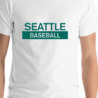 Thumbnail for Custom Seattle Baseball T-Shirt - Navy Blue - Shirt Close-Up View