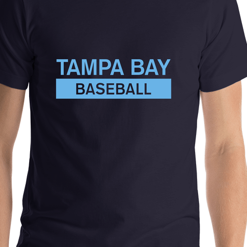 Custom Tampa Bay Baseball T-Shirt - Navy Blue - Shirt Close-Up View