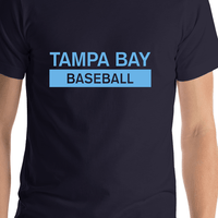 Thumbnail for Custom Tampa Bay Baseball T-Shirt - Navy Blue - Shirt Close-Up View