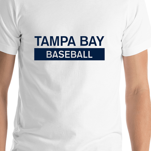 Custom Tampa Bay Baseball T-Shirt - White - Shirt Close-Up View