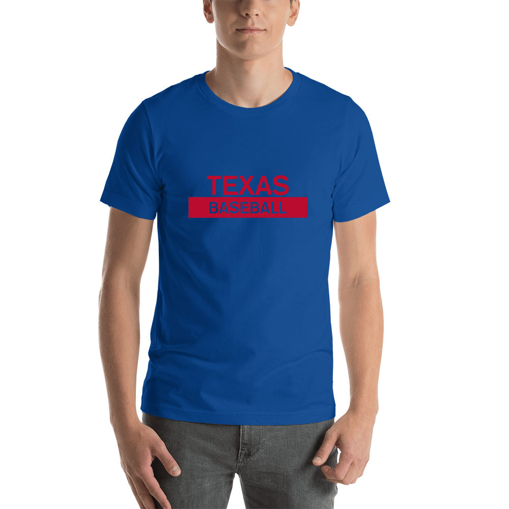 Custom Texas Baseball T-Shirt - Blue - Shirt View