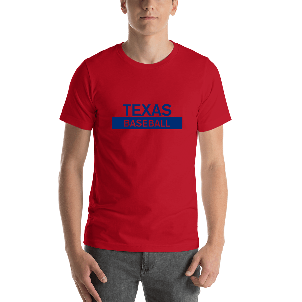 Custom Texas Baseball T-Shirt - Red - Shirt View