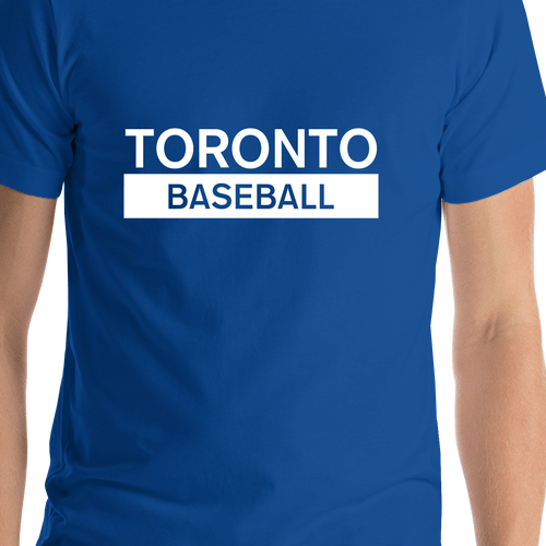 Custom Toronto Baseball T-Shirt - Blue - Shirt Close-Up View