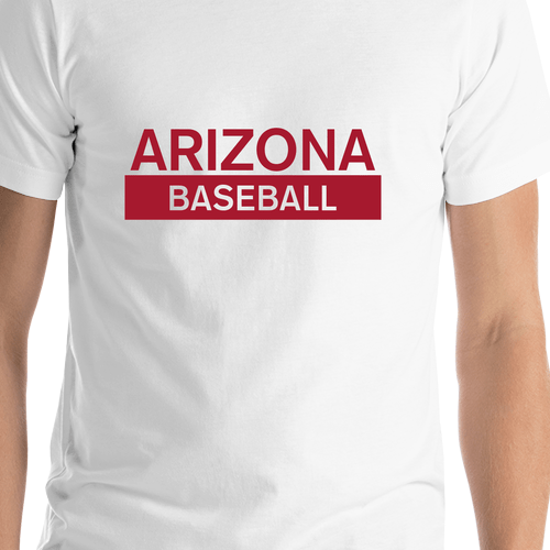Custom Arizona Baseball T-Shirt - White - Shirt Close-Up View