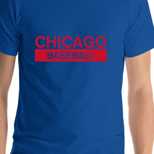 Custom Chicago Baseball T-Shirt - Blue - Shirt Close-Up View