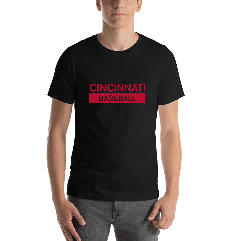 Custom Cincinnati Baseball T-Shirt - Black - Shirt View