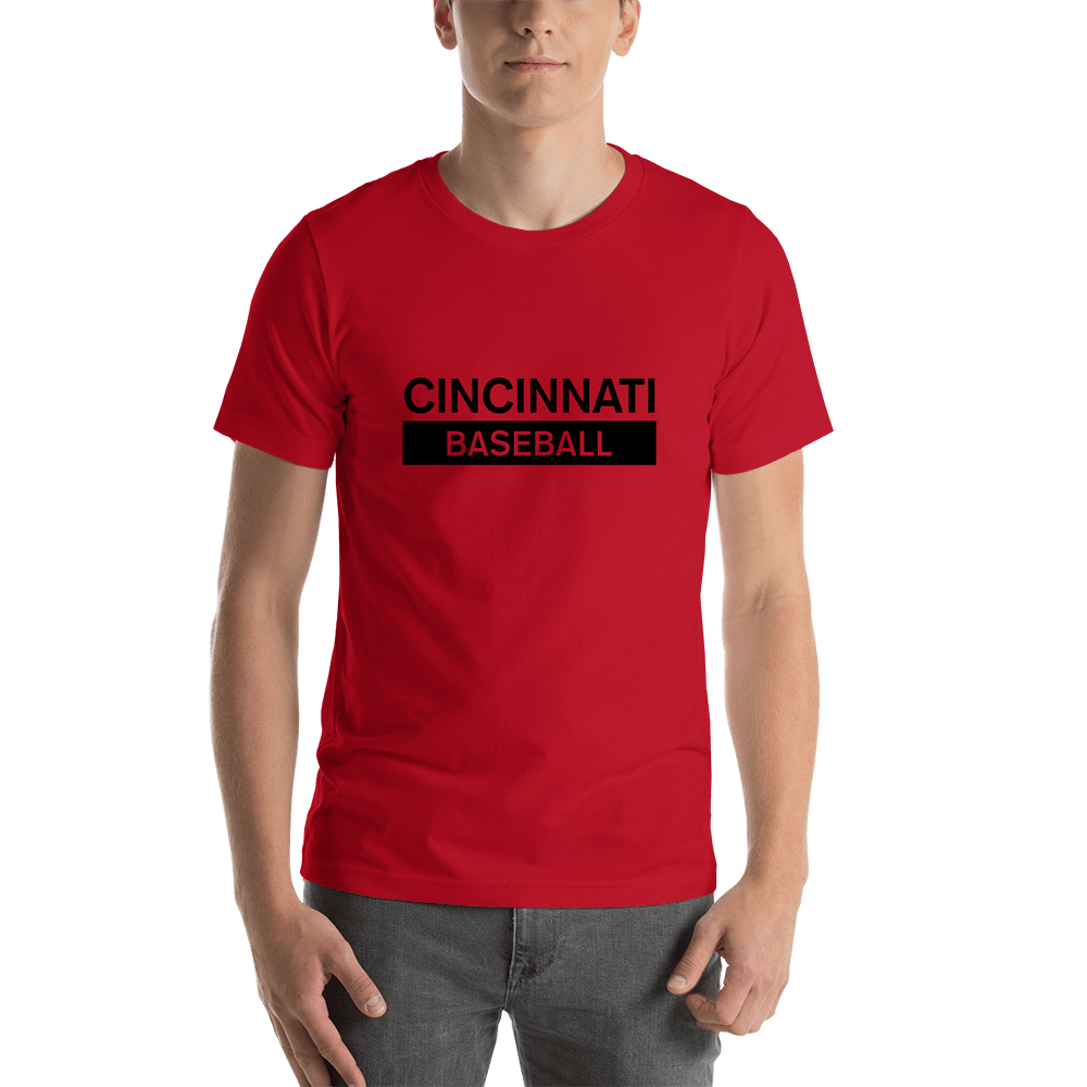 Custom Cincinnati Baseball T-Shirt - Red - Shirt View