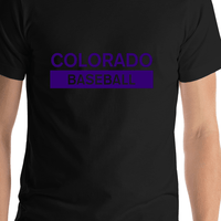 Thumbnail for Custom Colorado Baseball T-Shirt - Black - Shirt Close-Up View