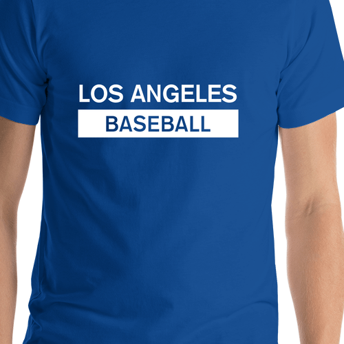 Custom Los Angeles Baseball T-Shirt - Blue - Shirt Close-Up View