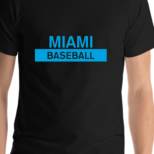 Custom Miami Baseball T-Shirt - Black - Shirt Close-Up View
