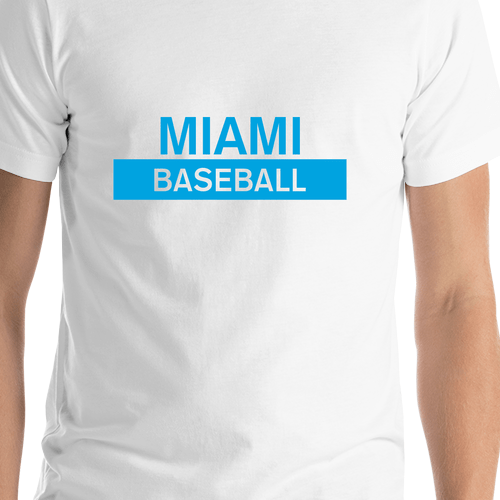 Custom Miami Baseball T-Shirt - White - Shirt Close-Up View