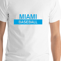 Thumbnail for Custom Miami Baseball T-Shirt - White - Shirt Close-Up View
