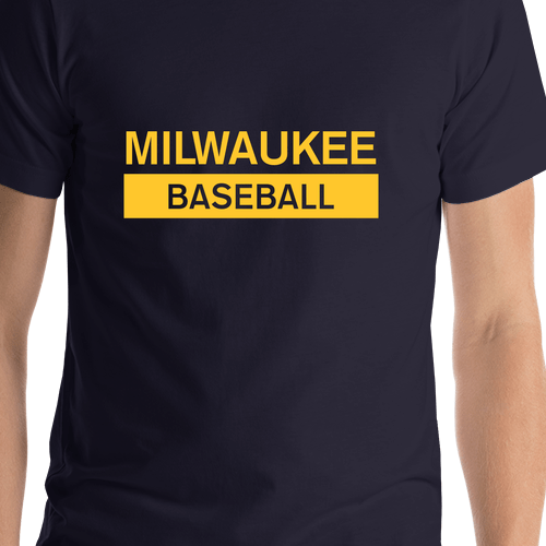 Custom Milwaukee Baseball T-Shirt - Navy Blue - Shirt Close-Up View