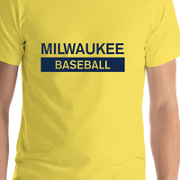 Thumbnail for Custom Milwaukee Baseball T-Shirt - Yellow - Shirt Close-Up View