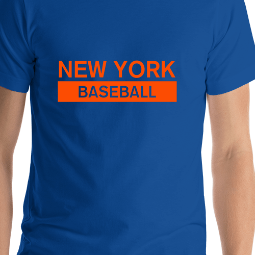 Custom New York Baseball T-Shirt - Blue - Shirt Close-Up View