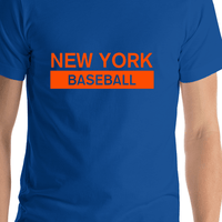 Thumbnail for Custom New York Baseball T-Shirt - Blue - Shirt Close-Up View