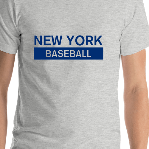 Custom New York Baseball T-Shirt - Grey - Shirt Close-Up View