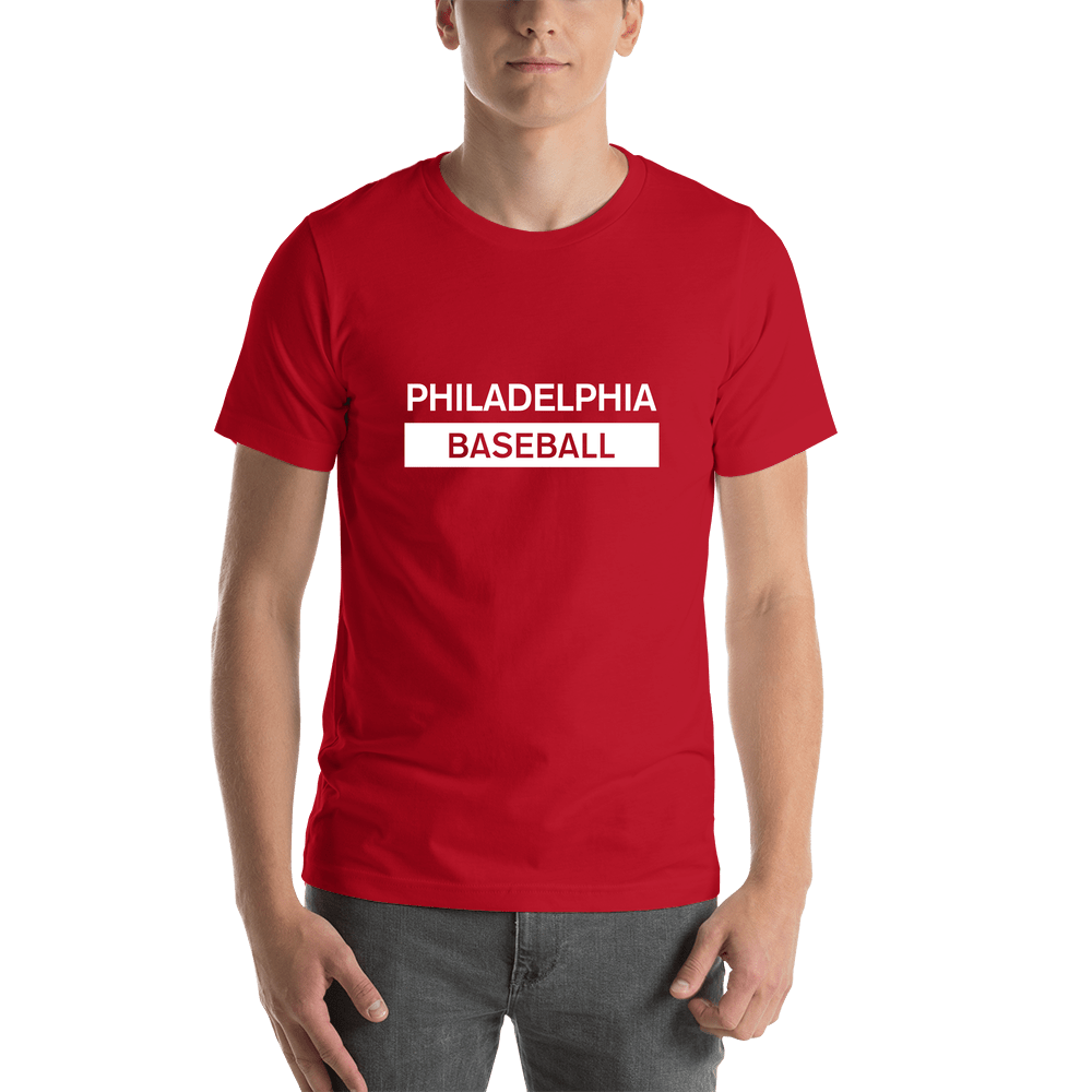 Custom Philadelphia Baseball T-Shirt - Red - Shirt View