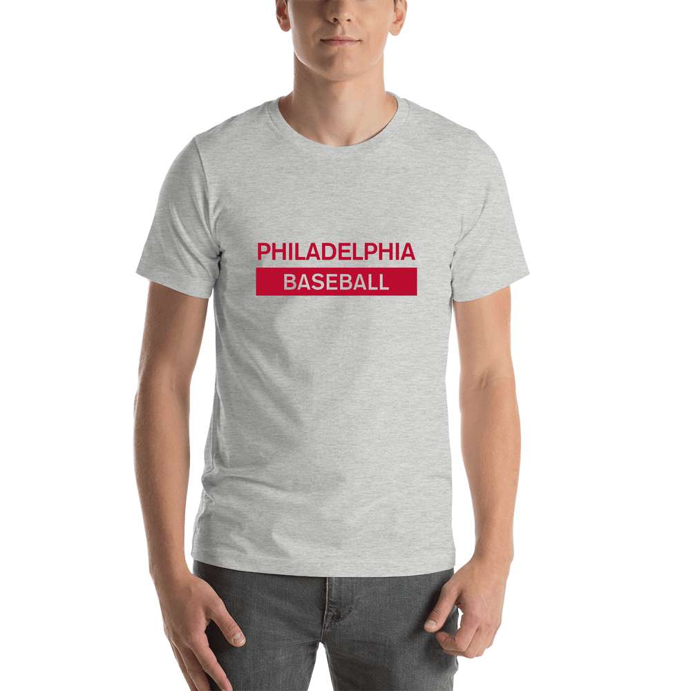 Custom Philadelphia Baseball T-Shirt - Grey - Shirt View