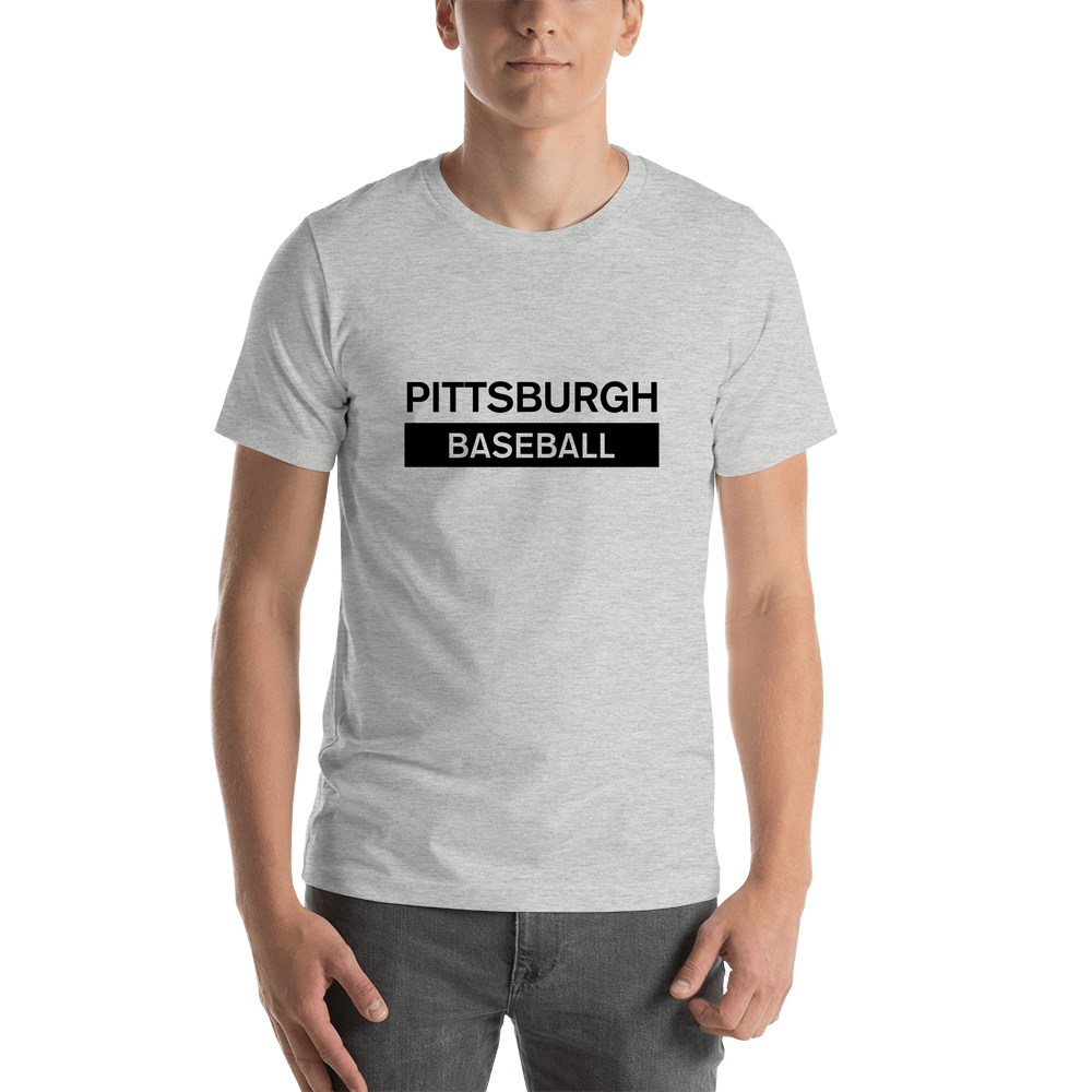 Custom Pittsburgh Baseball T-Shirt - Grey - Shirt View