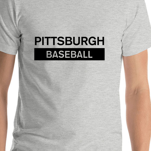 Custom Pittsburgh Baseball T-Shirt - Grey - Shirt Close-Up View