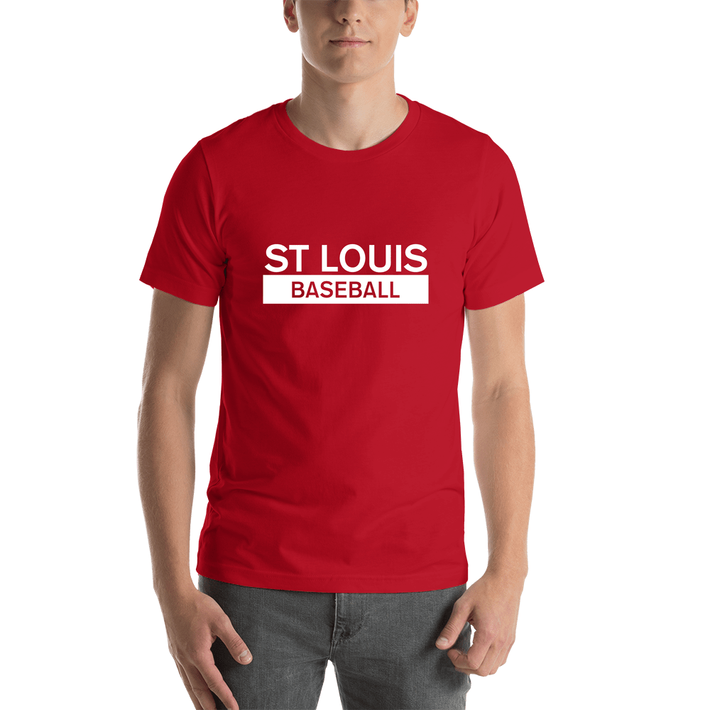 Custom St Louis Baseball T-Shirt - Red - Shirt View