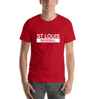 Thumbnail for Custom St Louis Baseball T-Shirt - Red - Shirt View