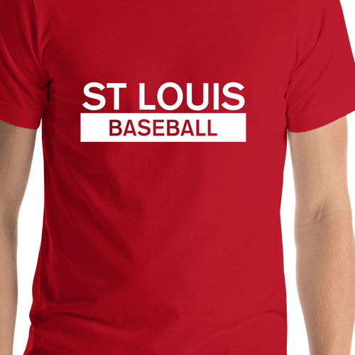 Custom St Louis Baseball T-Shirt - Red - Shirt Close-Up View